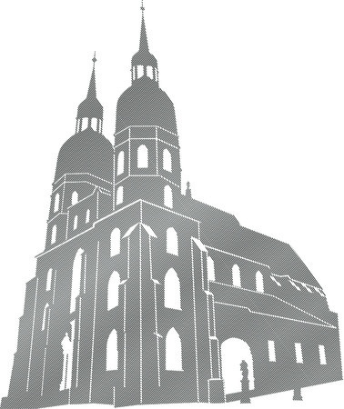 Editable vector drawing of catholic temple buildings in Trnavaのイラスト素材