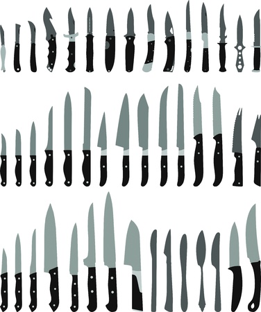 vector illustrations of different knives, from closing to the kitchenのイラスト素材