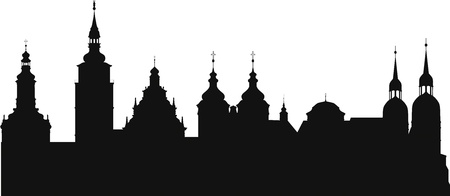 The silhouette of the historic town of Trnava in Slovakiaのイラスト素材