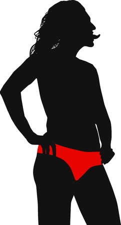 Young topless woman tongue outのイラスト素材