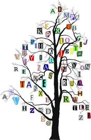vector illustration of alphabet stylized treeのイラスト素材