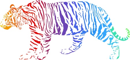 Tiger with rainbow smokescreen camouflageのイラスト素材