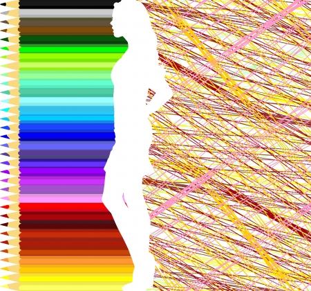 figure of a woman created a pencil and linesのイラスト素材