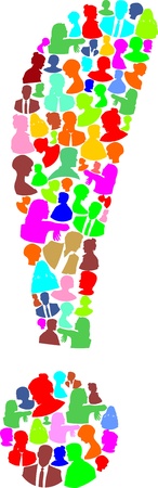 speech exclamation mark with many abstract color woman and manのイラスト素材