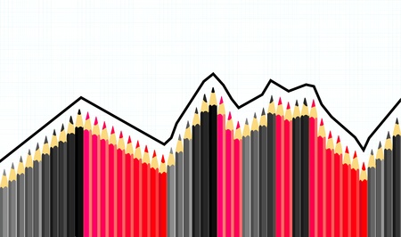 Chart illustration of red and black pencilsのイラスト素材