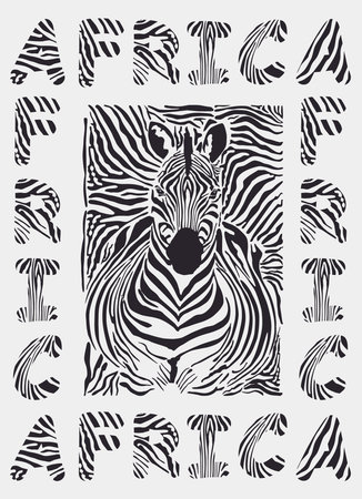 background with the word Africa and leopard camouflage zebrasのイラスト素材