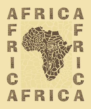 vector illustration with the word and map Africa giraffe camouflageのイラスト素材