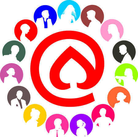 illustration for web dating, avatars of men and women のイラスト素材