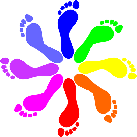 Color illustration of footprints in the ringのイラスト素材