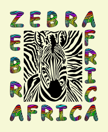 background with Zebra camouflage and the words zebras and Africaのイラスト素材