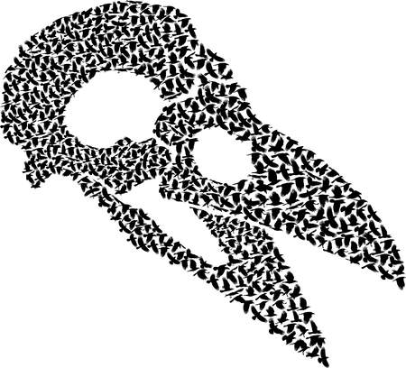 Vector illustration of skull FORMED a flying ravenのイラスト素材