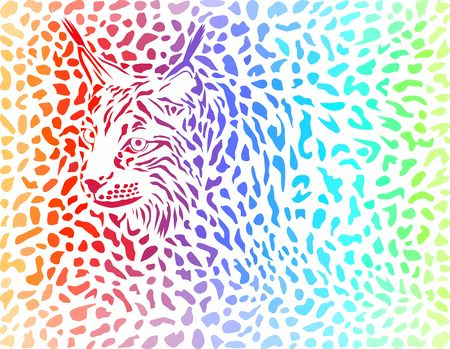 Illustrations color background of lynx skin and headのイラスト素材