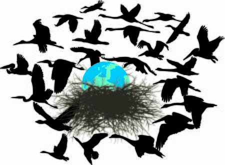 Vector Illustration Birds Rescue The Planet Earthのイラスト素材