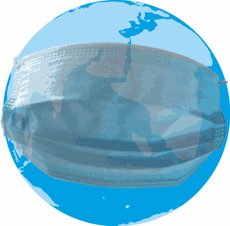 illustration of planet earth in a facial medical mask