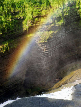 this photo of a rainbow was taken at letchworth state park midle falls NY state.の写真素材