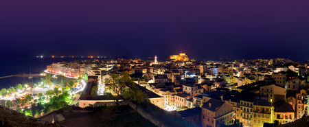 corfu greece night panorama landscapeの写真素材