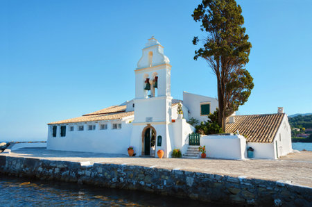small ortodox monastery on corfu island in greeceの写真素材