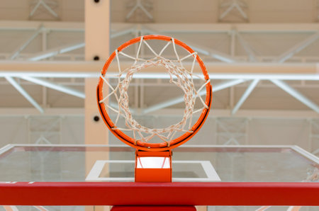 basket and network under the lights of the hall