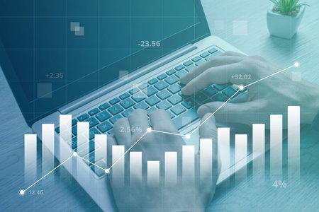 The concept of growth in the value of the market and the business shown in the chart. Detail of...