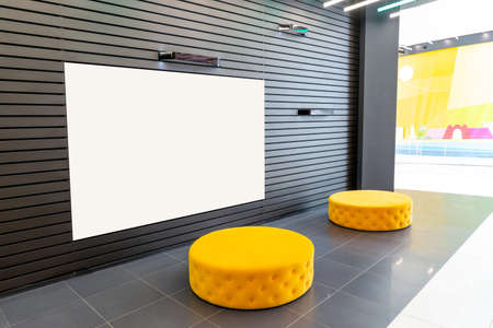 Horizontal billboard mockup indoor shopping mallの写真素材