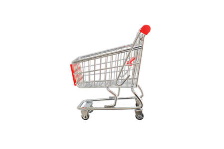 Shopping trolley isolated in white. Side viewの写真素材
