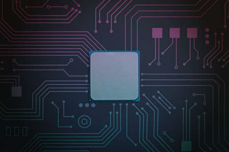 Central processor on circuit board conceptの写真素材