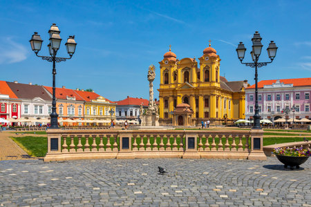 Roman Catholic Cathedral of Saint George, Union Square in Timisoara, Romania. Imageのeditorial素材