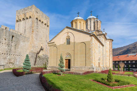 Manasija Monastery also known as Resava. Medieval Serbian Orthodox monastery, church is dedicated to the Holy Trinity. Endowment of Despot Stefan Lazarevic. Serbiaの写真素材