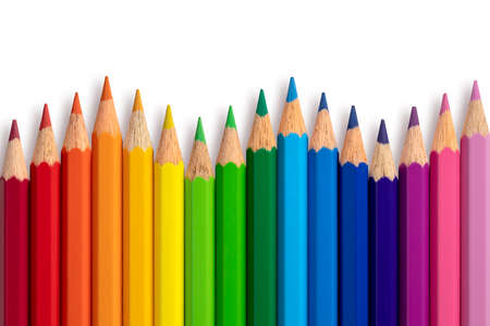 Color pencils zigzag isolated on background. Close up.の写真素材