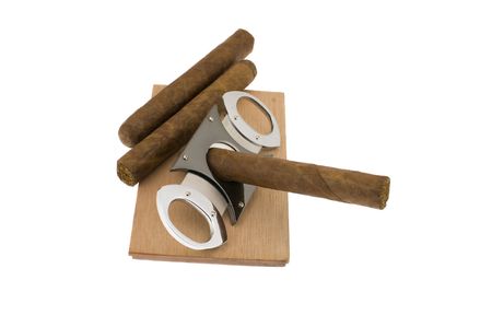 three cigars isolated on whiteの写真素材