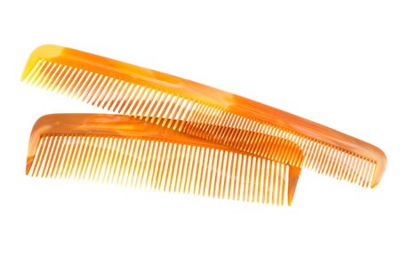 Two hairbrushes isolated on a white backgroundの写真素材