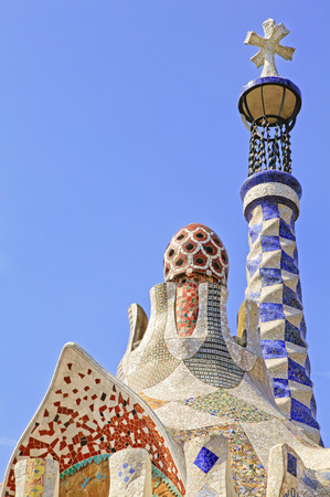 Park Guell by Antonio Gaudi in Barcelona, Spainの写真素材