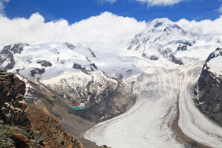 The Gorner Glacier Gornergletscher in Switzerland, second largest glacier in the Alpsの写真素材