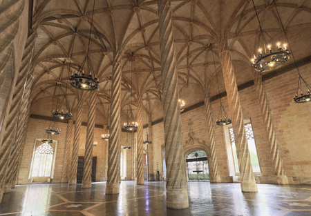 VALENCIA, SPAIN - JULY 24, 2017: The Llotja de la Seda is a late Valencian Gothic style civil building and is a principal tourist attraction in the city. It was The Silk Market.のeditorial素材