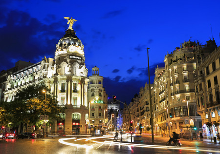 MADRID, SPAIN - JULY 25, 2017: Gran VÃ­a is an upscale shopping street located in central Madrid. Is known as the Spanish Broadway, and it is one of the streets with the most nightlife in Europe.のeditorial素材