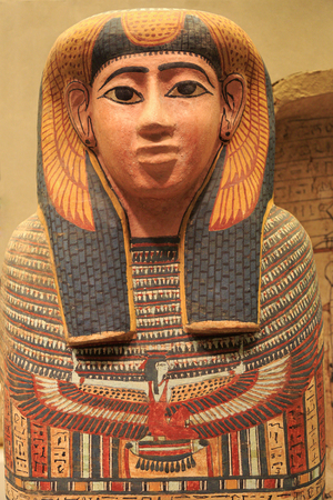 Egyptian wooden  painted sarcophagusのeditorial素材