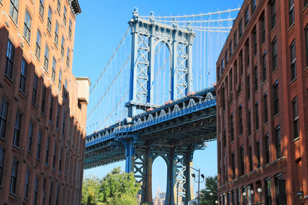 Manhattan Bridge seen from Dumbo, Brooklyn, New York City, USA