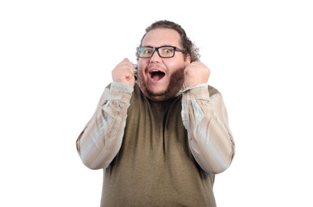 Happy guy with glasses.の写真素材