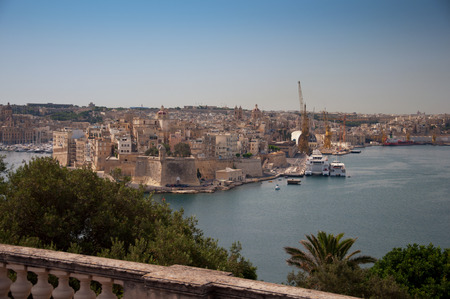 Ancient historical island Malta. Medieval old town. Old harborの写真素材