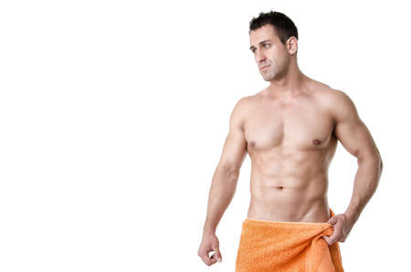 Diet and healthy lifestyle. Attractive man.の写真素材