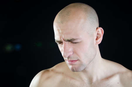 Sore neck. Attractive man and health problems.の写真素材