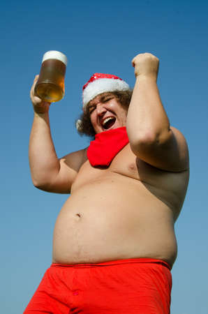 Funny fat guy. Santa Claus.の写真素材