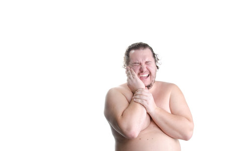 Funny man and health problems.の写真素材