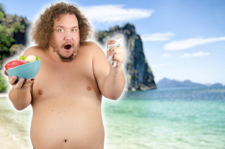 Fat man loses weight.の写真素材