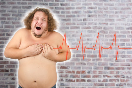 Funny man and health problems.の写真素材