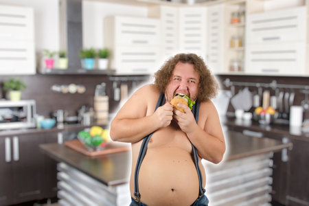 A fat man on a dietの写真素材