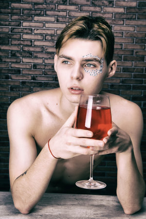 Young attractive guy and valentines day.の写真素材