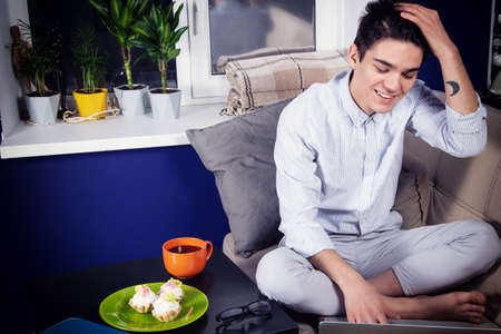 Attractive student with laptop.の写真素材