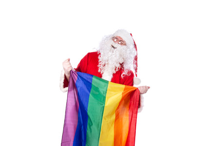 Equality. Funny fat Santa Claus.の写真素材