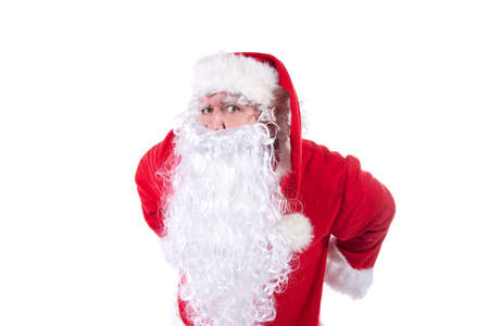 Fitness and healthy lifestyle. Funny Santa Claus.の写真素材